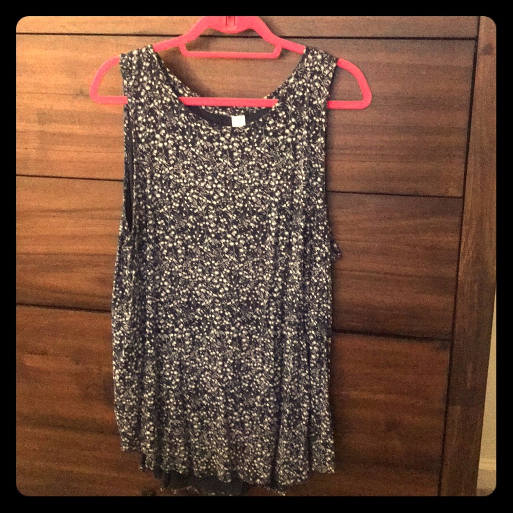 Blue & White Floral Tank Top From Old Navy
